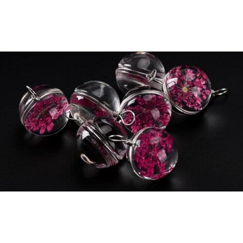 18# Iron Wire Glass Ball And Flowers Yoga Glass Charms For DIY Earrings Bracelet Necklace Jewelry Making Beads #IZ326