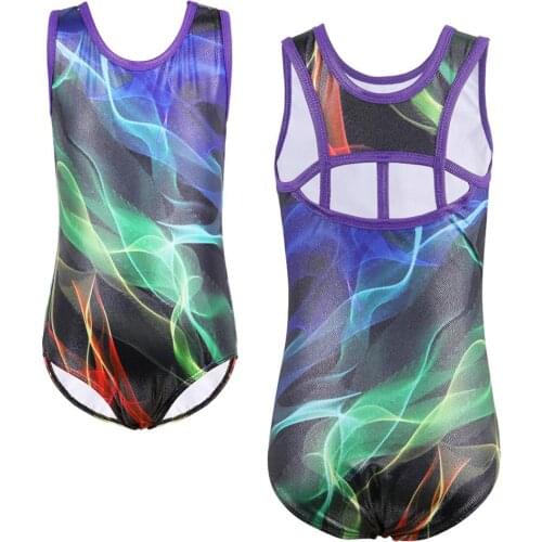 BAOHULU Toddler Girl Dance Leotards Sleeveless Kids Skate Gymnastics Leotard Jumpsuit Colorlines Acrobatics for Girls Dance Wear
