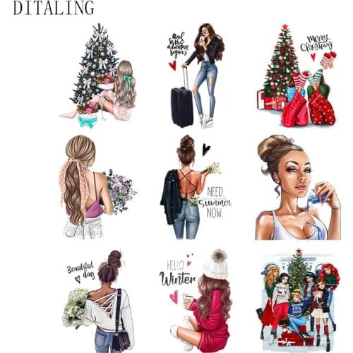 Russian Girl Thermotransfer For Clothes Iron On Patch For Clothing DIY A-Level Washable Sticker Beautiful Lady Patch For T-Shirt