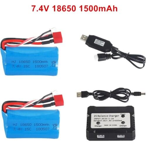 Wltoys 12428 12423 12401 12402 12403 12404 1/12 RC truck battery 7.4v 1500mah Li-ion battery 15c 18650 T plug