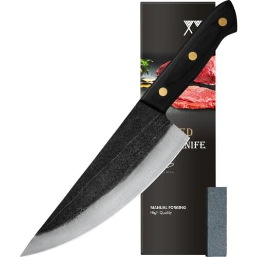 XYJ Full Tang 8-Inch Pro Chefs Knife Cleaver Kitchen Knives Stainless Steel Sharp Kitchen Meat Cutting Knives With Carry Sheath