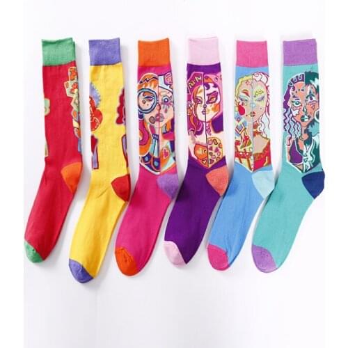 YZ-S-ZZ-0093 Cartoon pair socks in bright colors Kaleidoscope street personality sports socks College Style socks cotton socks