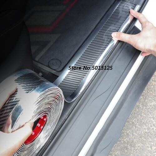 For Skoda Kodiaq 2021 2017 2018 2019 2020 Accessories Car Door Guard Bumper Carbon Fiber Rubber Styling Door Sill Protector