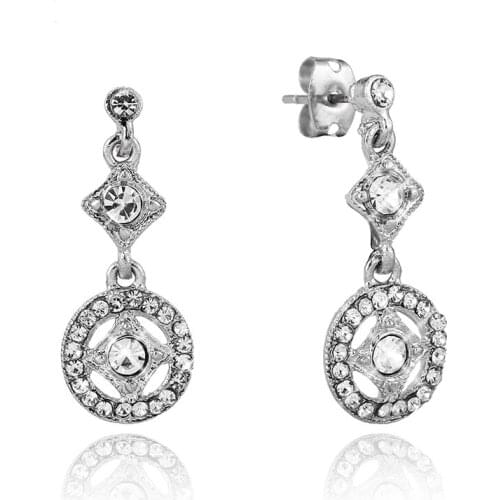 Seialoy Retro Dangle Charm Earring For Women Girls Fine Shiny Crystal Star Silver Color Eardrop Friends Couple Birthday Gift