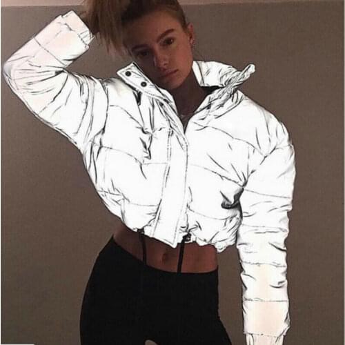 Women Reflective Parkas Winter Thicken Warm Parka Jackets Streetwear Girls Luminous Coat Sports Women Casual Coats Outerwear