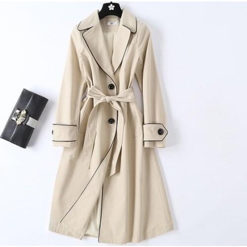 2020 New Fashion Womens Casual Coat Vintage Runway High Quality Long Trench Autumn Winter Windbreaker Outerwear Female