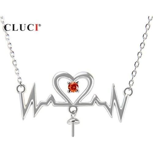 CLUCI 925 Sterling Silver Heartbeat Pendant Necklace Sweet Love Pendant Necklace Valentines Gift Jewelry for Women SN031SB