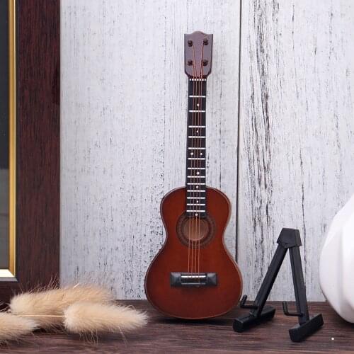 1Pcs Wooden Miniature Ukulele Model Musical Instrument for1/12 Dollhouse1/6 1/10 Action figure Decoration Gift Collection
