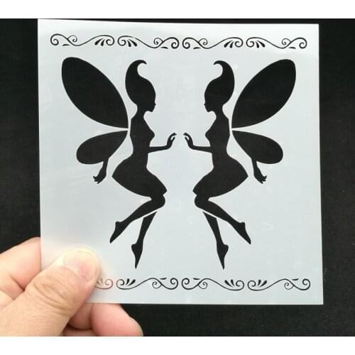 13*13 Flower fairy Layering Stencils graffiti hand copied board hollowed out diy photo album graphic spray painting tool