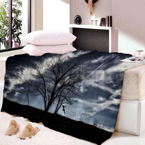 3D Starry Night Blanket Forest Tree Coral Fleece Blanket for Sofa Bed Weighted Blankets Throw Blankets for Adults