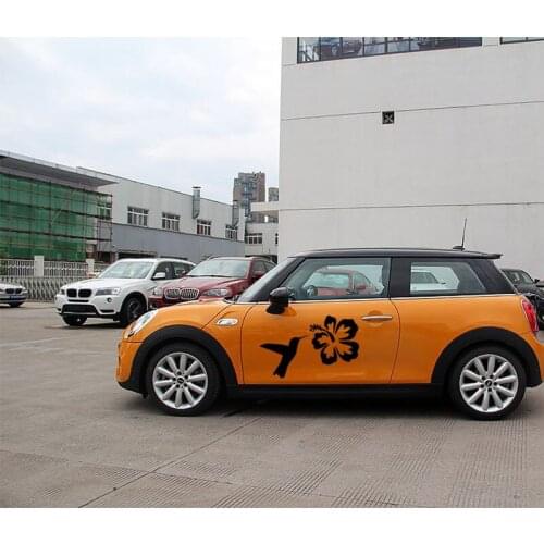 58cm x 29cm 2 x Hummingbird Hibiscus Flower Funny Graphical(one For Each Side)Car Truck Window Door Sticker Vinyl Decal 9 Colors