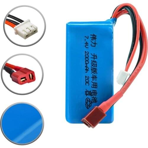 7.4V 2000mah 20C Lipo Battery With T/JST Plug Connectors For Wltoys A959-b A969-b A979-b K929-B RC Car Spare Par 2s Battery