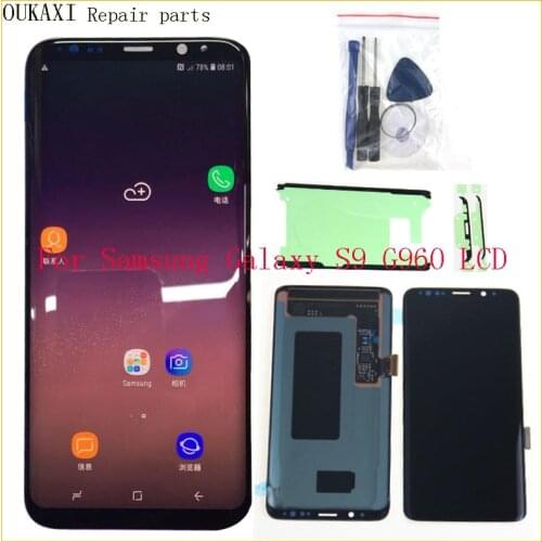 AMOLED S9 LCD For Samsung Galaxy S9 G960F G9600 LCD Touch Screen Digitizer Repair parts with Defect OUKAXI Free Shipping