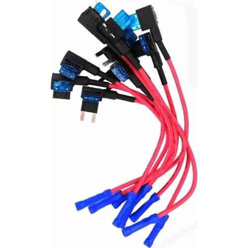MCIGICM 10Pcs 12V Car Add-a-Circuit Fuse TAP Adapter Mini ATM APM Blade Fuse Holder