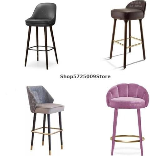 Solid wood bar chair American retro bar chair modern minimalist front desk chair high chair bar chair Nordic solid wood bar chai