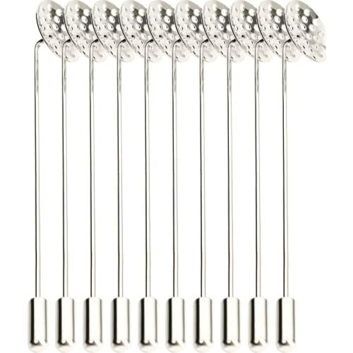 10 Pieces Silver Plated Lapel Pin Stick Blank Base Brooch Pin for Men
