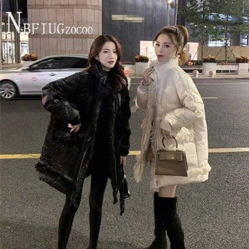 Black Beige Colors S-2XL Women Parkas Tweedy Thick Fashion Female Overcoat