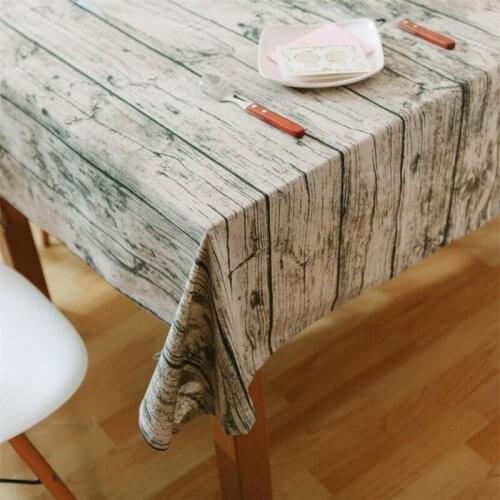 Retro Wood Grain Decorative Table Cloth For Table Cotton Linen Tablecloth Rectangular Tablecloths Dining Table Cover Mantel Mesa