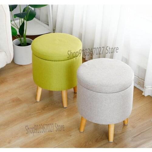 Home Fabric Solid Wood Shoe Changing Stool Creative Round Stool Living Room Net Red Bench Lazy Sofa Coffee Table Low Stool