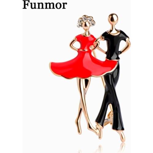 Enamel Ballet Dancer Brooches For Women Men Hijab Pin Up Clips Crystal Ballerinas Partner Dress Suit Lapel Pins Badge Bijouterie