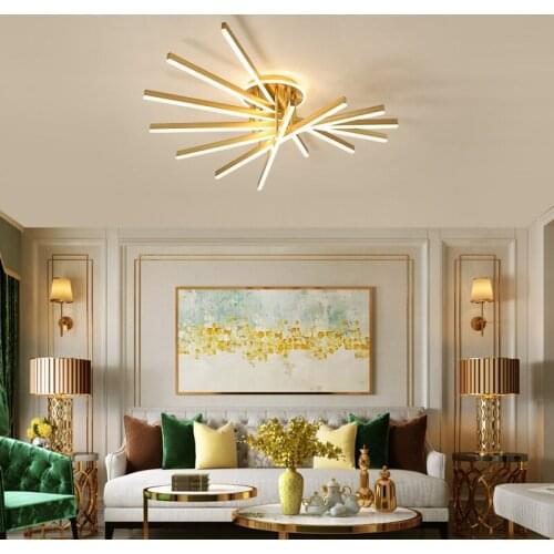 FSS Nordic LED Chandelier Golden Rotating Can be Intelligently Dimmable Modern Living room Bedroom Dining room Ceiling Lighting