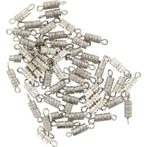 50x Rhodium Plated Column Barrel Swivel Screw Clasp DIY Jewelry Findings