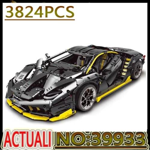Hot MOC-39933 Black Lamborghinis Centenario 1:8 Super Racing Car Model Building Blocks Bricks Kids Toys Birthday Christmas Gifts