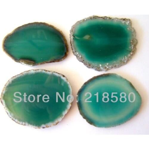 H-AS02 10pcs Green Stripped Created Agates slice Beads 5cm-9cm Long Random In Shape