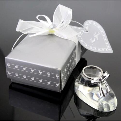 100pcs/lot Crystal Baby Shoe Baptism Souvenir Baby Shower Wedding Favor And Gift For Guest LX1673