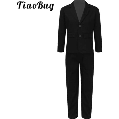 2Pcs Kids Tuxedo Dress Suit Flower Boys Wedding Party Performance Costume Gentleman Boys Formal Suit Blazers Pants Clothes Sets