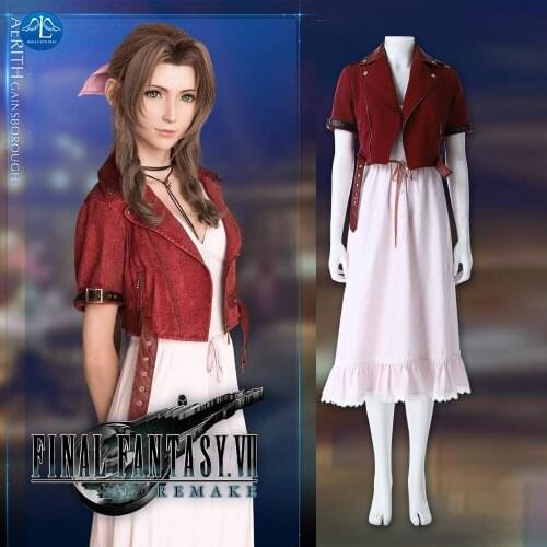 FF 7 Final Fantasy VII Aerith Gainsborough Cosplay Costume Adult women girls dress Halloween Carnival Coostumes