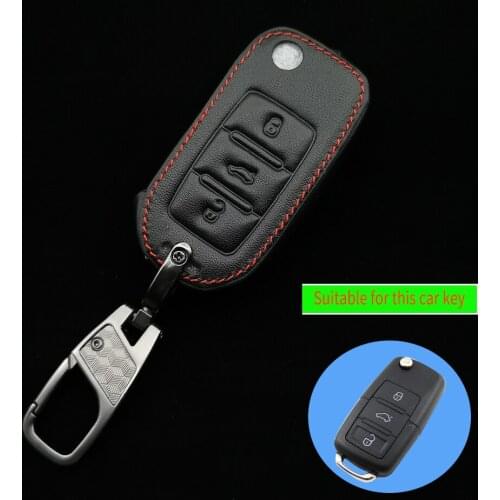 Leather Key Case Cover For Volkswagen Polo Tiguan Passat B5 B6 B7 Golf 4 5 6 Mk6 Jetta Lavida For Skoda Octavia Protect Shell