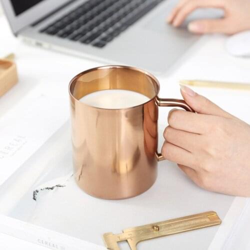 Stainless Steel Coffee Beer Milk Mug Heat Insulated Tea Cups Double Layered Thick Handle Drinkware Kitchen Tools 220ML-450ML