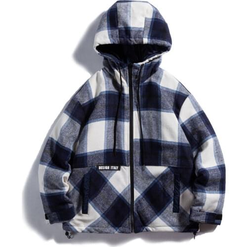 LACIBLE Hip Hop Vintage Plaid Print Winter Coat Men Women Streetwear Jacket 2021 Winter Harajuku Jackets