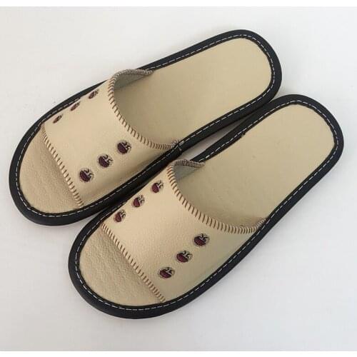 Summer Indoor Slippers mans cowhide Home Slippers Anti-slip Couples Casual Home Shoes