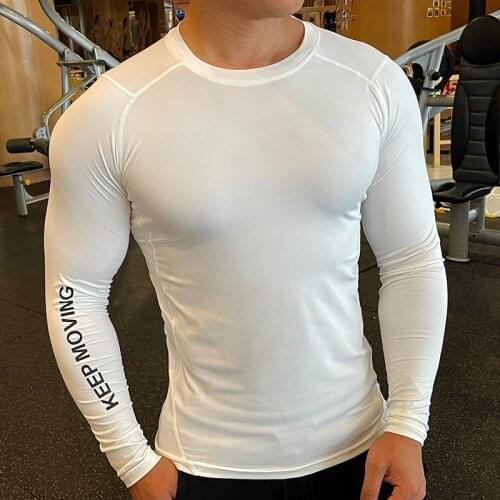 Men Compression Running T Shirt Fitness Tight Long Sleeve Sport tshirt Jogging Under Base Layer Shirts Gym Sportswear Quick Dry