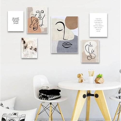 Abstract Color Block Woman Beige Stained Wall Art Canvas Painting Nordic Posters And Prints Wall Pictures For Living Room Decor