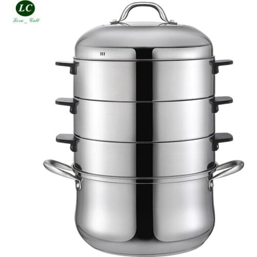 Stainless Steel steamer Double bottom 4 layer original 17 Litre pot Cooking Utensil Energy Saving steaming Steam Pot