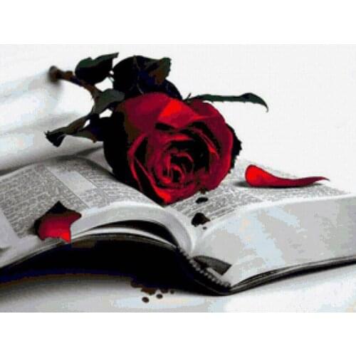 Full Square Diamond 5D DIY Diamond Painting Photo Custom "Roses and books" 3D Embroidery Cross Stitch Mosaic Decor