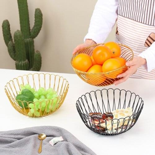 Nordic simple metal fruit basket geometric iron fruit plate creative home living room desktop snack box ornaments