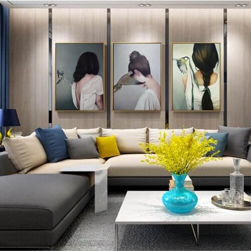 Nordic wind and whisper canvas painting posters and print modern girls back wall art Figure pictures for living room bedroom