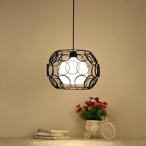 Modern iron cage pendant lights minimalist retro living room Hanging Lamps Scandinavian loft metal Lamp WJ507