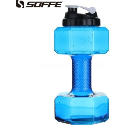 Soffe Large Capacity Bpa Free Plastic Sport Water Bottle 2.5L Shaker Protein Dumbbell 1/2 Gallon Water Bottle Gym Fitness Kettle