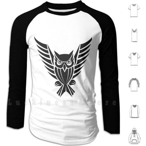 Tribal Owl Hoodie Long Sleeve Owl Bird Tribal Symbol Sign Totem Totemic Intuition Wisdom Night Vision