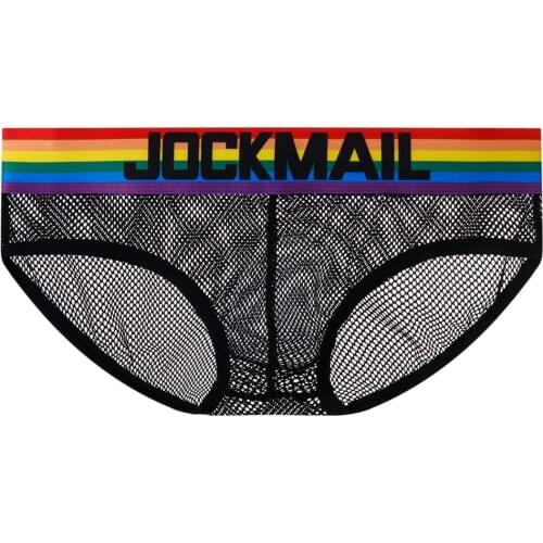 JOCKMAIL Men Briefs Underwear cotton Sexy Breathable Underpants mesh Transparent Mens Underwear Shorts Cueca Gay Male Panties