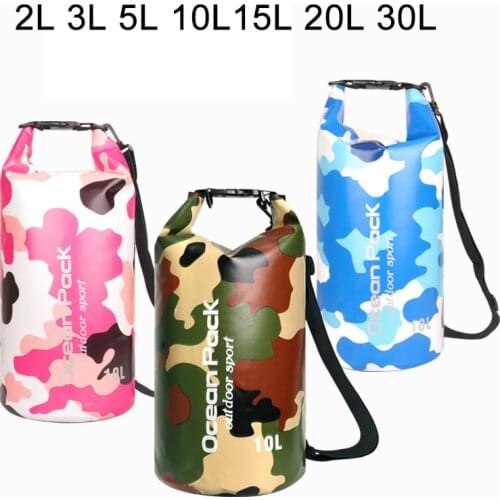 PVC River Trekking Bags Waterproof Dry Sack Barrel Bag with Adjustable Shoulder Strap for Kayak Boating Fishing Rafting Canoeing