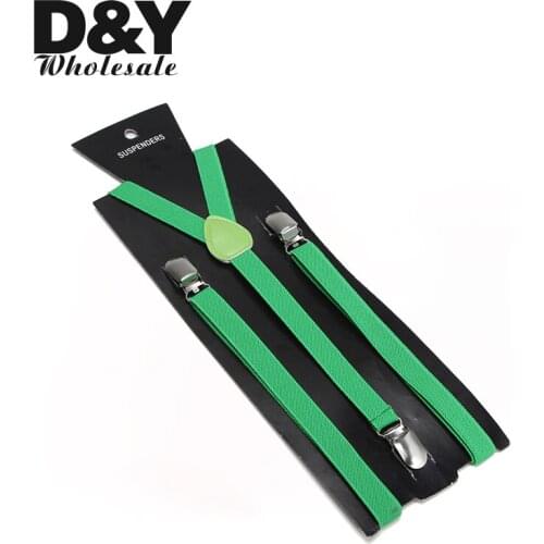 Women MenS Shirt Suspenders For Trousers Pants Holder 1.5cm Wide Green Unisex Clip-on Elastic Braces Slim Y-back Gallus Gift