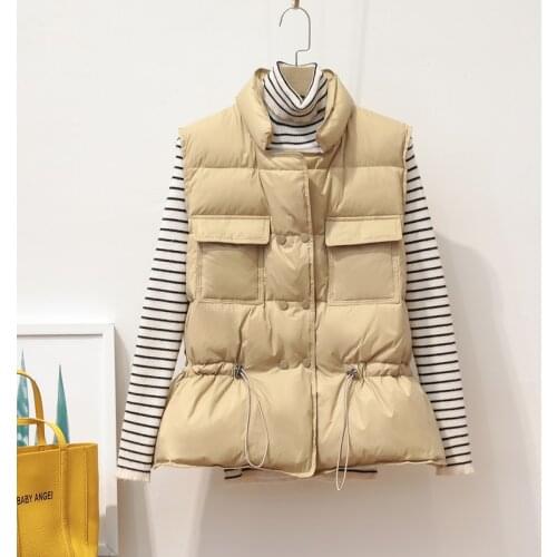 20 Autumn Winter Women Warm Down Vest Sleeveless White Down Jacket Coat Female Slim Vests Waistcoat Lady Short Paragraph WZ1199