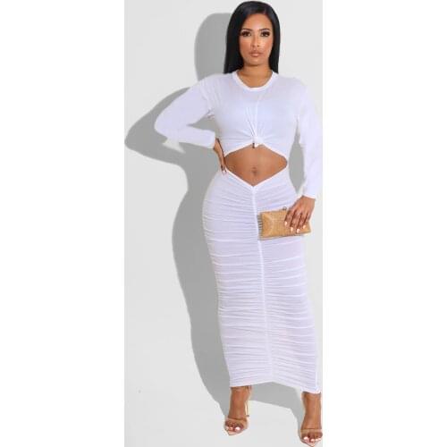 2021 New Fashion Casual Sexy Rib Knit Simple Zipper Long Sleeve Bodycon Women White Dress fall clothes for women