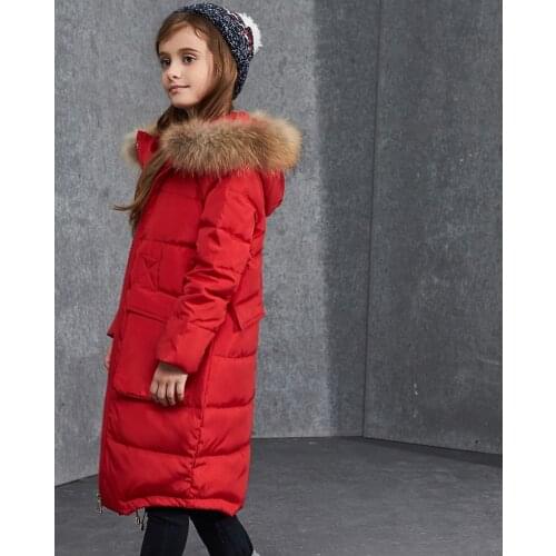 Winter Girls Red Long Down Jackets 8 10 years old